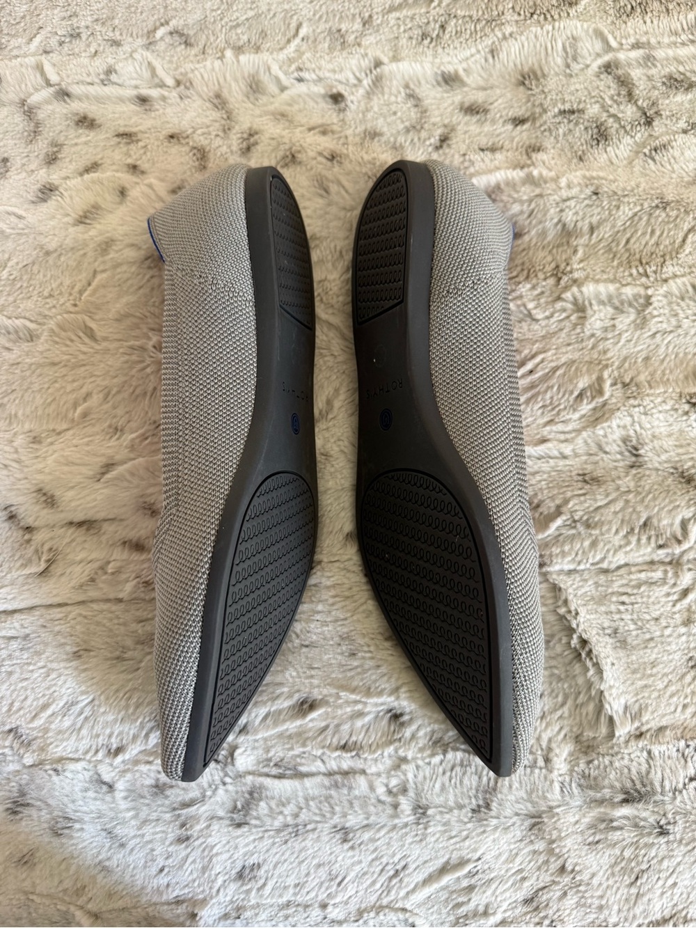 Rothy's Pointed Knit Flats in Light Gray with Pink Insole - Picture 2 of 4